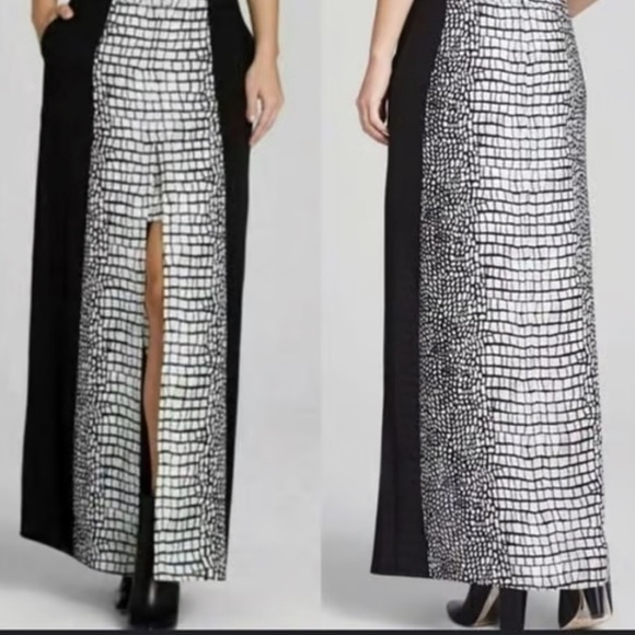 Animal snake Print mini skirt with Maxi Skirt overlay with front slit sz 4